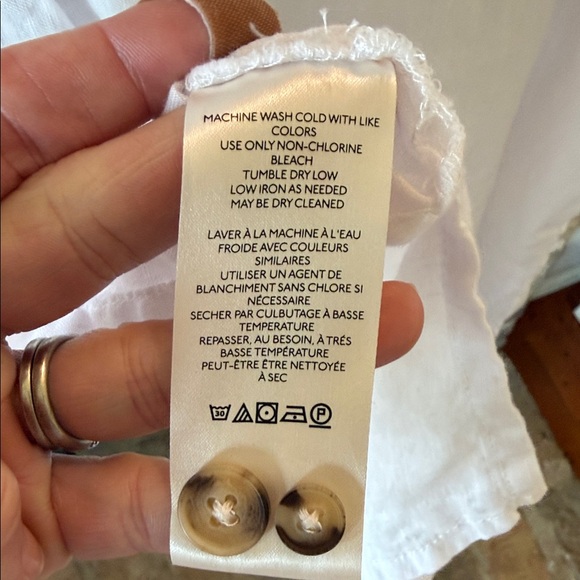 Pilcro 100% linen White Button-Up Linen Shirt size Large - Picture 6 of 6